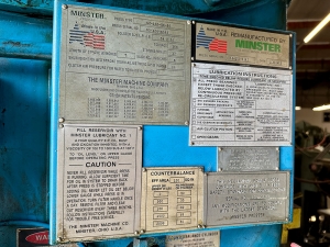 PUBLIC ONLINE AUCTION AAA STAMPING, INC. 1994 MINSTER S2-100-54-36 100 TON STRAIGHT SIDE PRESS & (19) PUNCH PRESSES TO 60 TON, (2) DIACRO PRESS BRAKES, AMADA M-2060 SHEAR