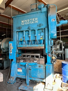 PUBLIC ONLINE AUCTION AAA STAMPING, INC. 1994 MINSTER S2-100-54-36 100 TON STRAIGHT SIDE PRESS & (19) PUNCH PRESSES TO 60 TON, (2) DIACRO PRESS BRAKES, AMADA M-2060 SHEAR