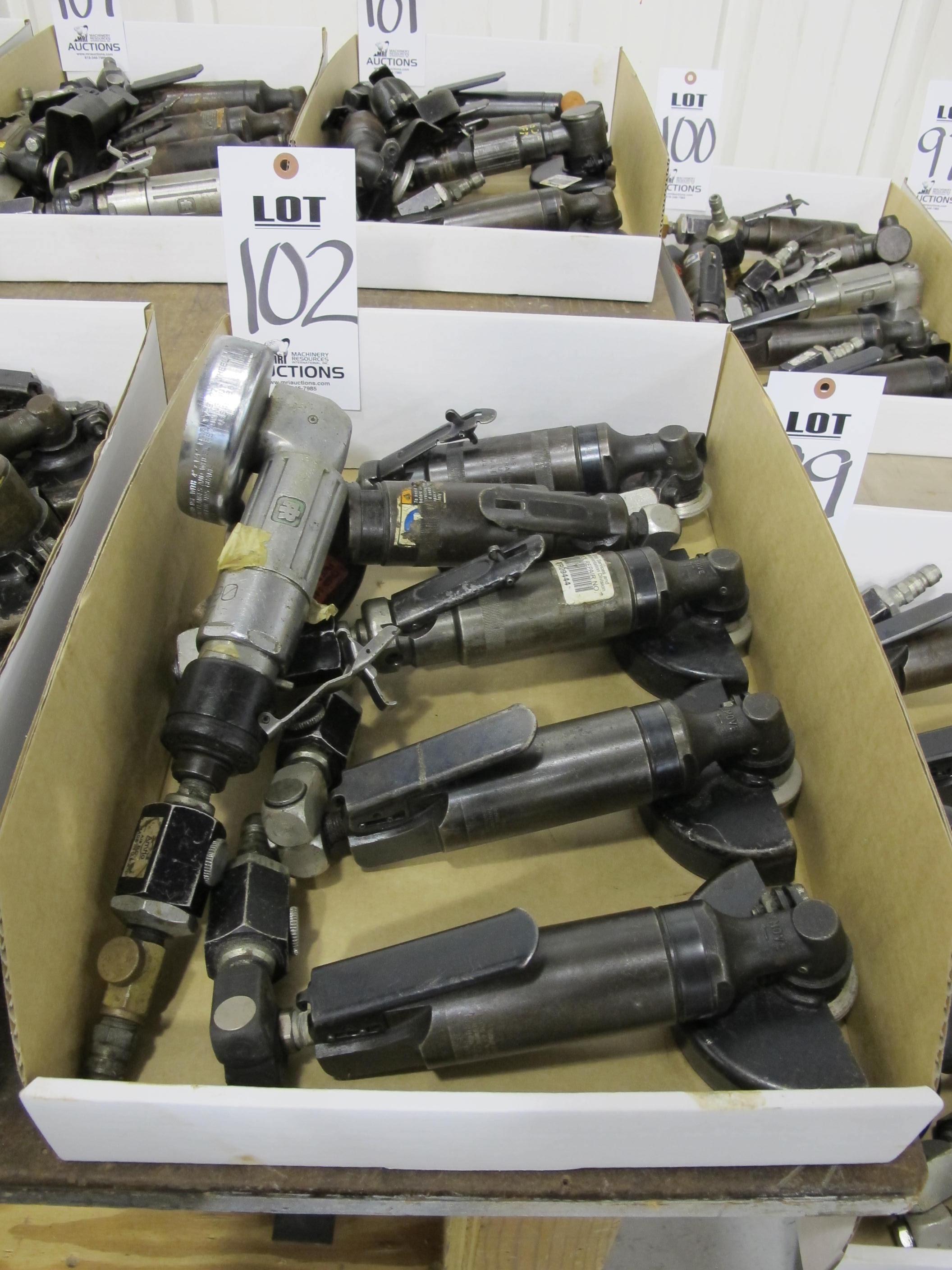 LOT (6) ASSORTED PNEUMATIC ANGLE GRINDERS (G-49) LOADING & HANDLING FEE $5-
