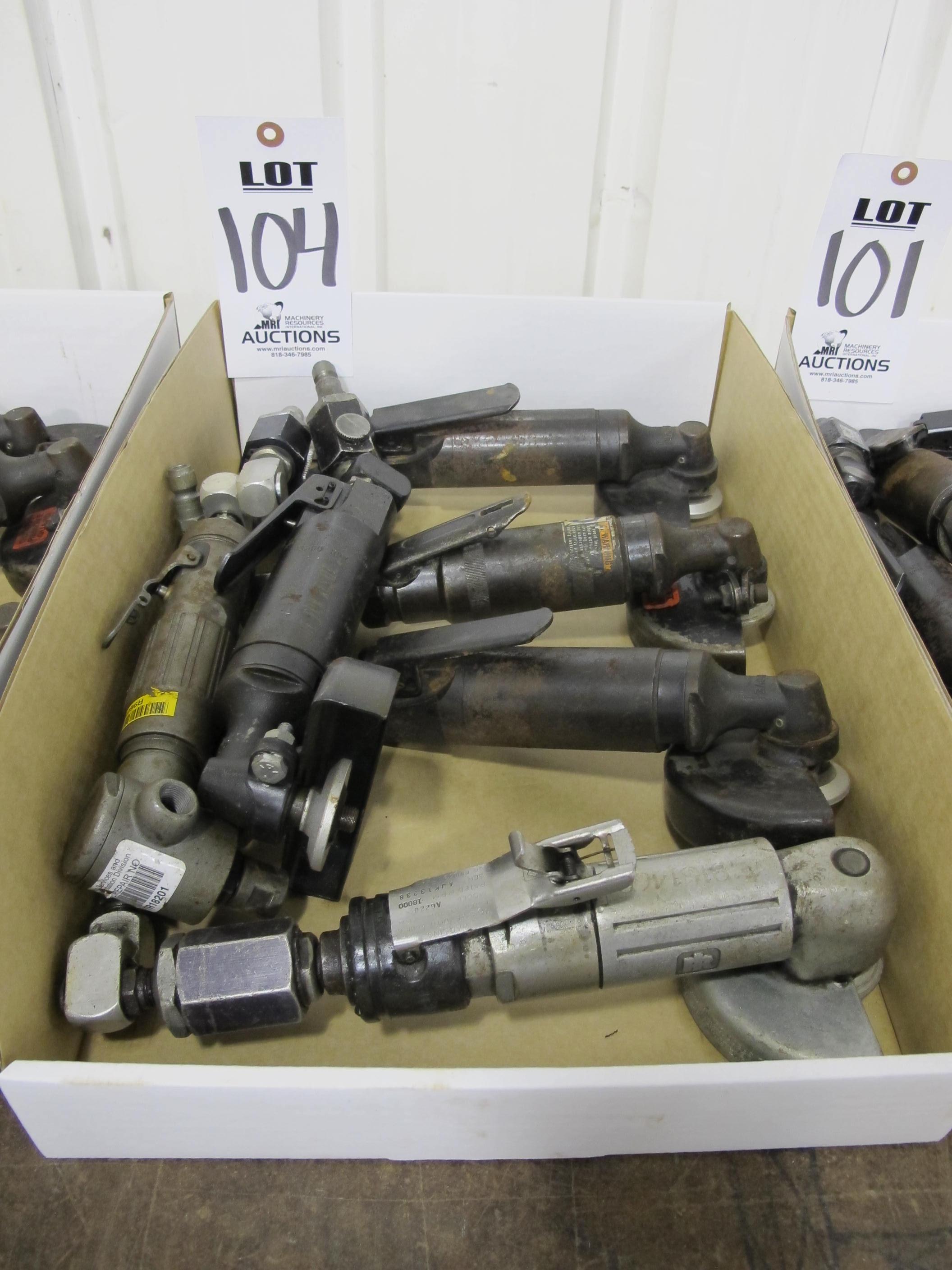 LOT (6) ASSORTED PNEUMATIC ANGLE GRINDERS (G-49) LOADING & HANDLING FEE $5-
