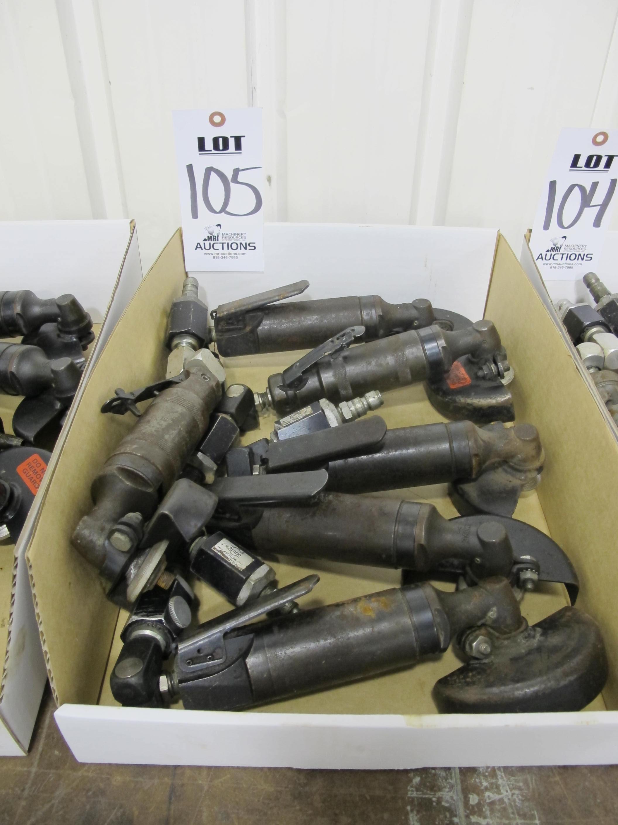 LOT (6) ASSORTED PNEUMATIC ANGLE GRINDERS (G-49) LOADING & HANDLING FEE $5-