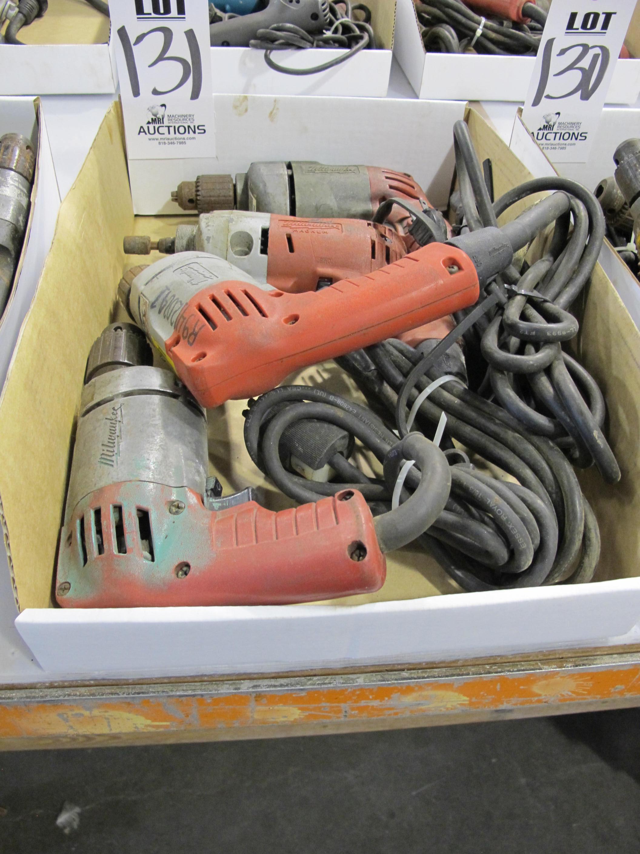 LOT (4) MILWAUKEE ELECTRIC HAND DRILLS (G-49) LOADING & HANDLING FEE $5-
