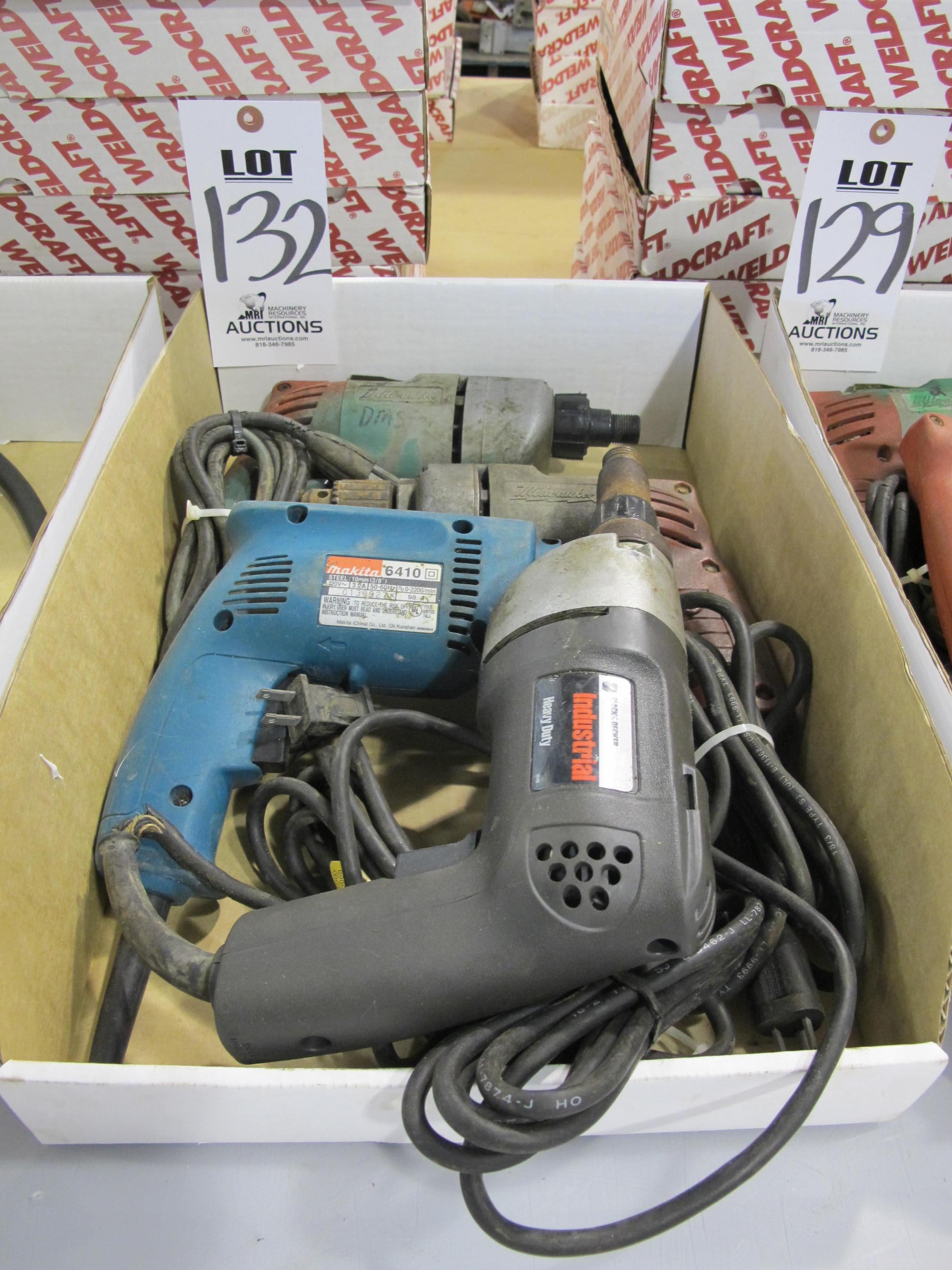 LOT (4) ASSORTED ELECTRIC HAND DRILLS (G-49) LOADING & HANDLING FEE $5-