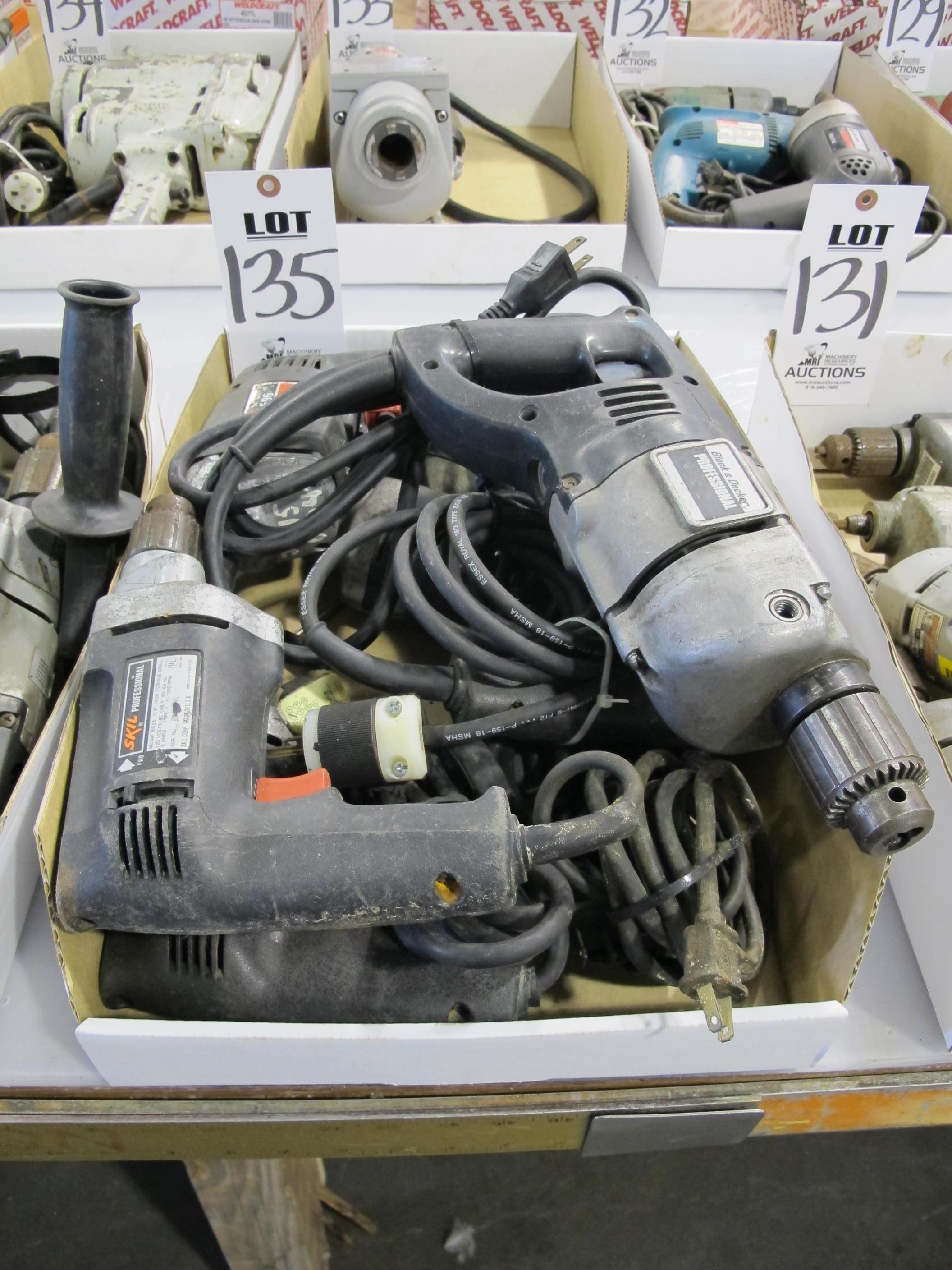 LOT ASSORTED ELECTRIC HAND DRILLS (G-49) LOADING & HANDLING FEE $5-