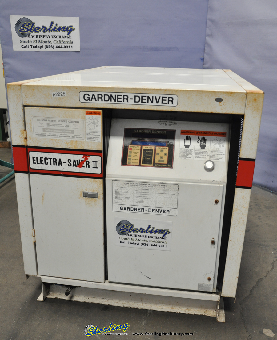 200 CFM Used Gardner Denver Electra Saver Turn Valve Rotary Screw Air Compressor, Mdl. Electra Saver EAH99A, 50 H.P., Hours On Meter : 67,624.4, AutoSentry ES+ Compressor Control, Direct Drive Non Geared Airend, Heavy Duty Inlet Air Filter, AirSmart-12