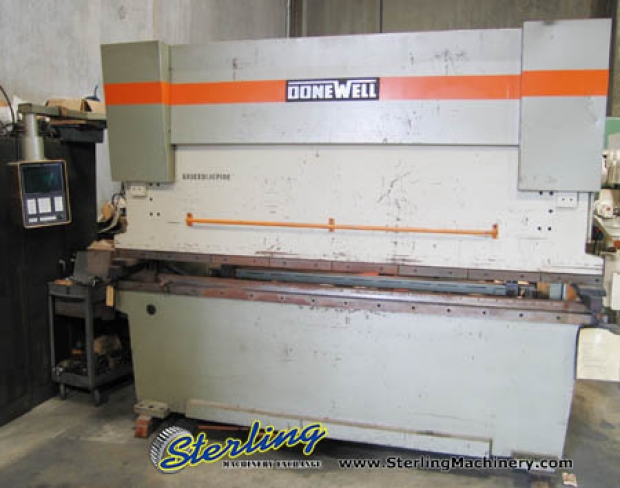 155 Ton x 10' Used Donewell Hyd. 3 Axis CNC Press Brake, Mdl. H-155-3000, Donewell 3300 CNC Back Gauge ( 3 Axis ), Side Guards, Micrometer Back Gauge Adjusters, Remote Palm Button Control Station, Horsepower: 10-13