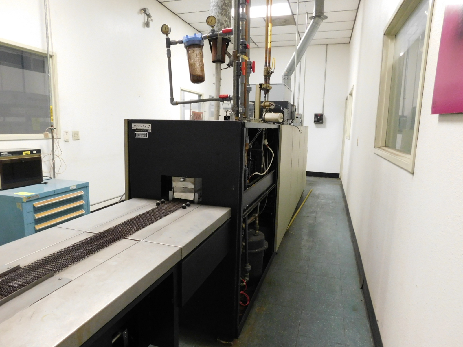 BTU ENGINEERING 5'X25' TRANSHEAT MESH BELT CONVEYOR FURNACE, MODEL TS54-7-70E-60, BTU 3615 CONTROL SYSTEM, CONVEYOR BELT WIDTH: 5", COMES W/ THERMCO 8300 GAS MIXER-145