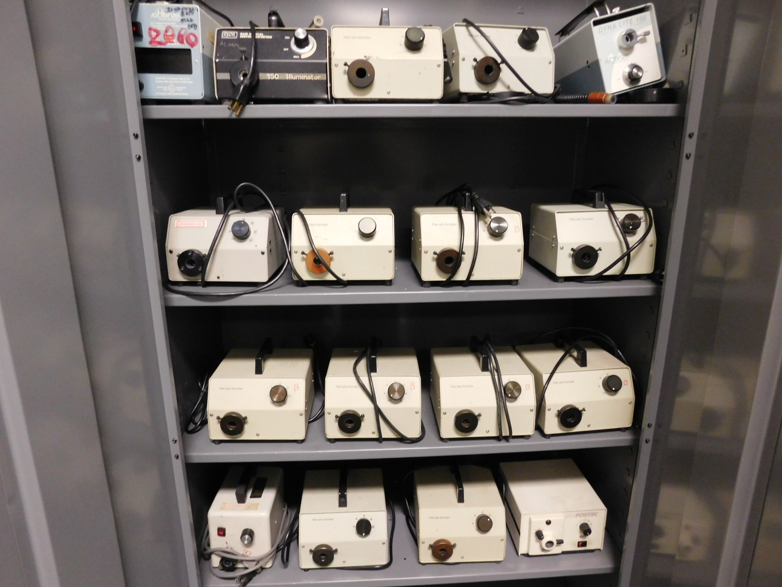 TENNSCO STORAGE CABINET, 36"X18"X78", COMES W/ (17) FIBER OPTIC POWER SUPPLIES-147