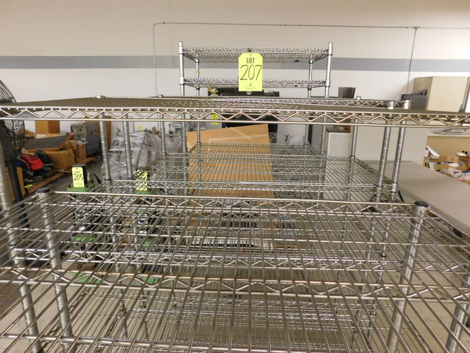 LOT OF (5) WIRE RACKS, VARIOUS SIZES, (SEE PHOTO)-207