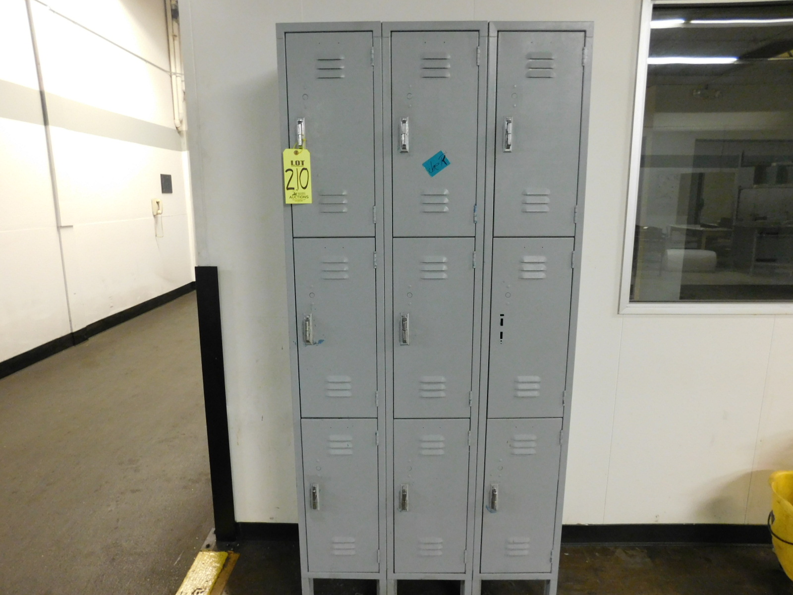 EMPLOYEE LOCKER CABINET, 36"X12"X78", W/(9) 10"X14"X23" CUBICLES-210