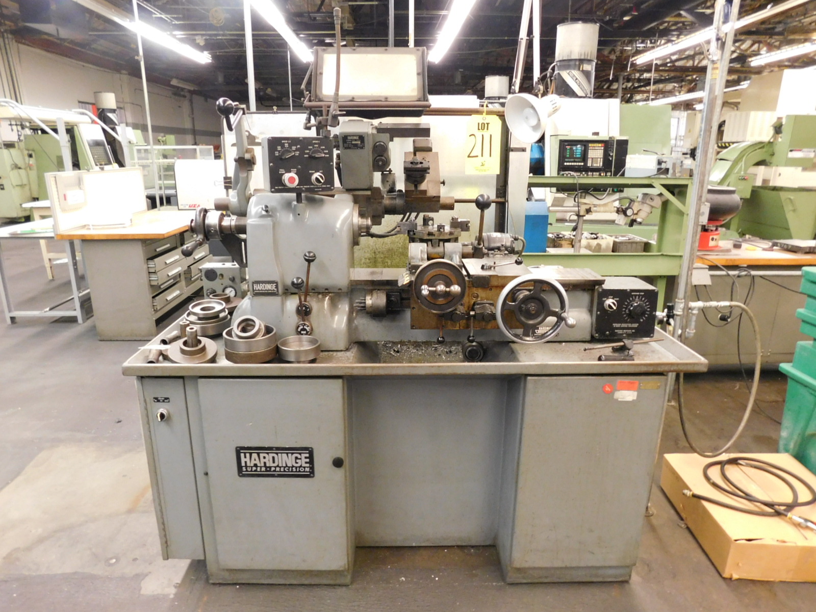 HARDINGE SUPER-PRECISION LATHE, MODEL HC, S/N HC-6408-T, W/HARDINGE CT-A MANUAL THREADING ATTACHMENT, & HARDINGE C14 TOOL HOLDER-211