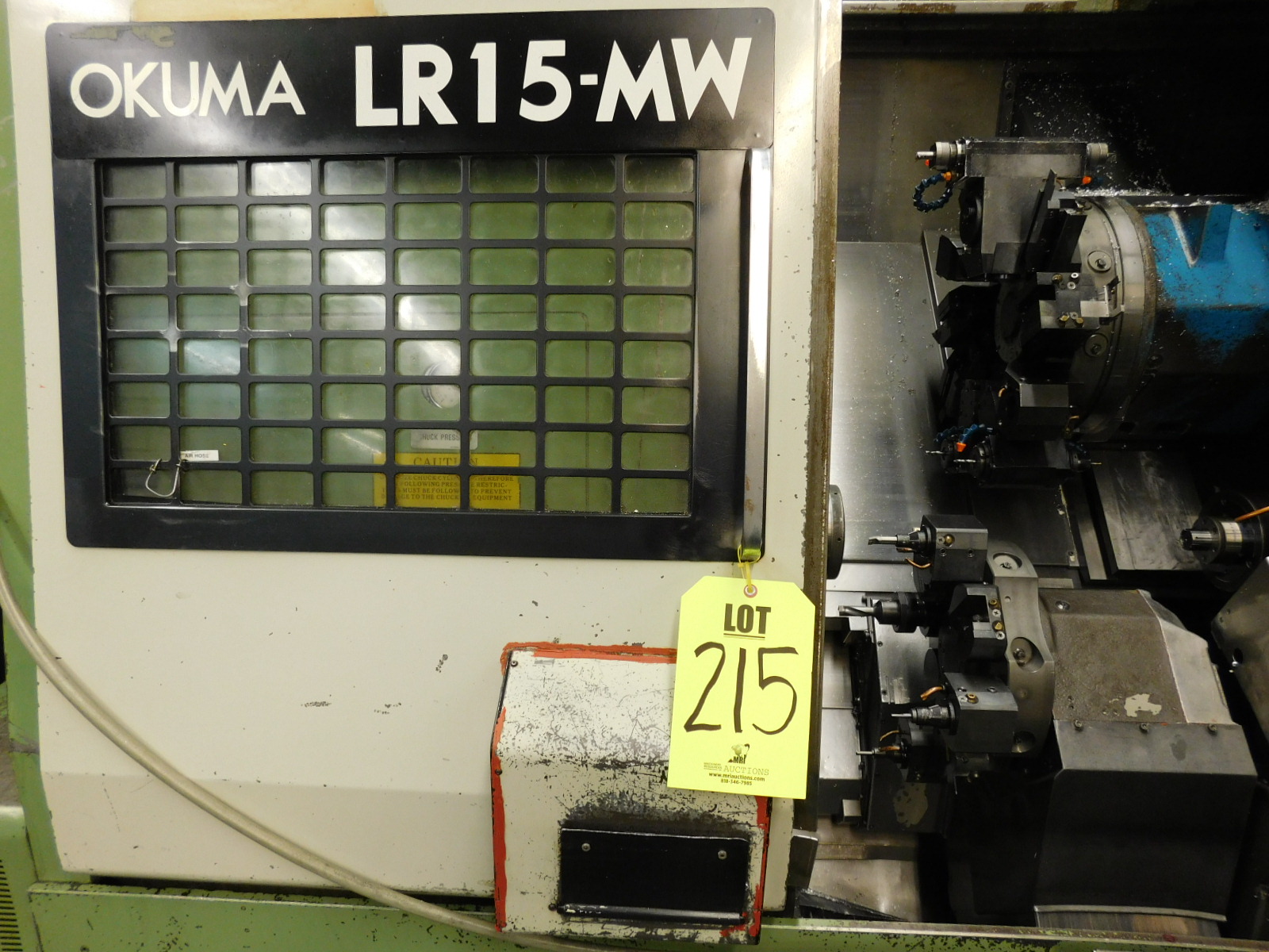 OKUMA LR 15-MW LATHE, OSP 5020L CNC CONTROL, LIVE TOOL, TWIN SPINDLE, HYDRAULIC TAILSTOCK, SUB SPINDLE, PARTS CATCHER, PARTS CONVEYOR, TURBO CHIP CONVEYOR, ROYAL MIST FILTER, METAL BIN, S/N 1798-215