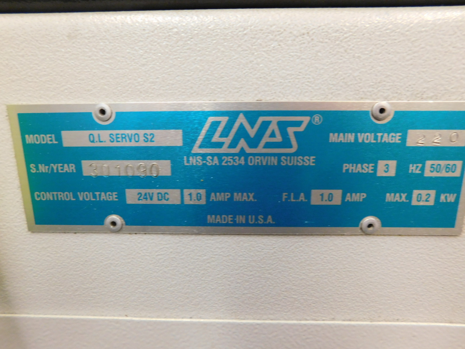 1990 LNS QUICKLOAD SERVO S2 BAR FEED, S/N 301090-216