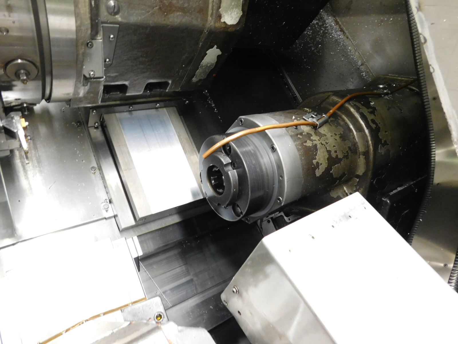 OKUMA LR 15-MW LATHE, OSP 5020L CNC CONTROL, LIVE TOOL, TWIN SPINDLE, HYDRAULIC TAILSTOCK, SUB SPINDLE, PARTS CATCHER, PARTS CONVEYOR, TURBO CHIP CONVEYOR, ROYAL MIST FILTER, METAL BIN, S/N 1780-217