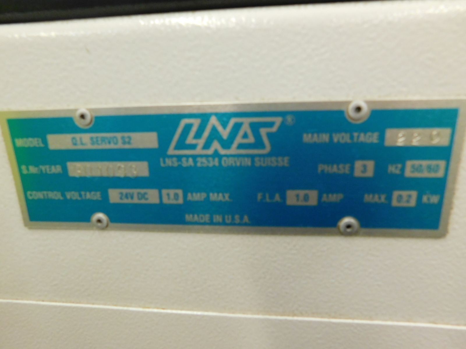 1993 LNS QUICKLOAD SERVO S2 BAR FEED, S/N 301093-218