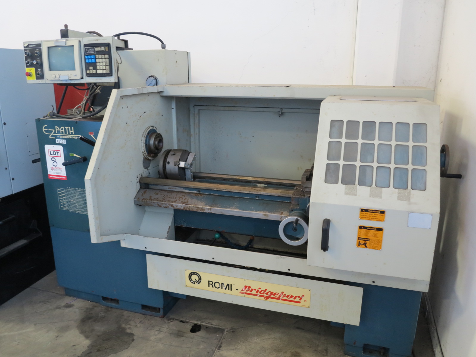 16.5" X 40" BRIDGEPORT ROMI EZ PATH CNC LATHE, COOLANT SYSTEM, SPINDLE NOSE 2", YEAR 1995 (LOCATION: GARVEY AVE., SOUTH EL MONTE, CA) ***RIGGING FEE $150***-8