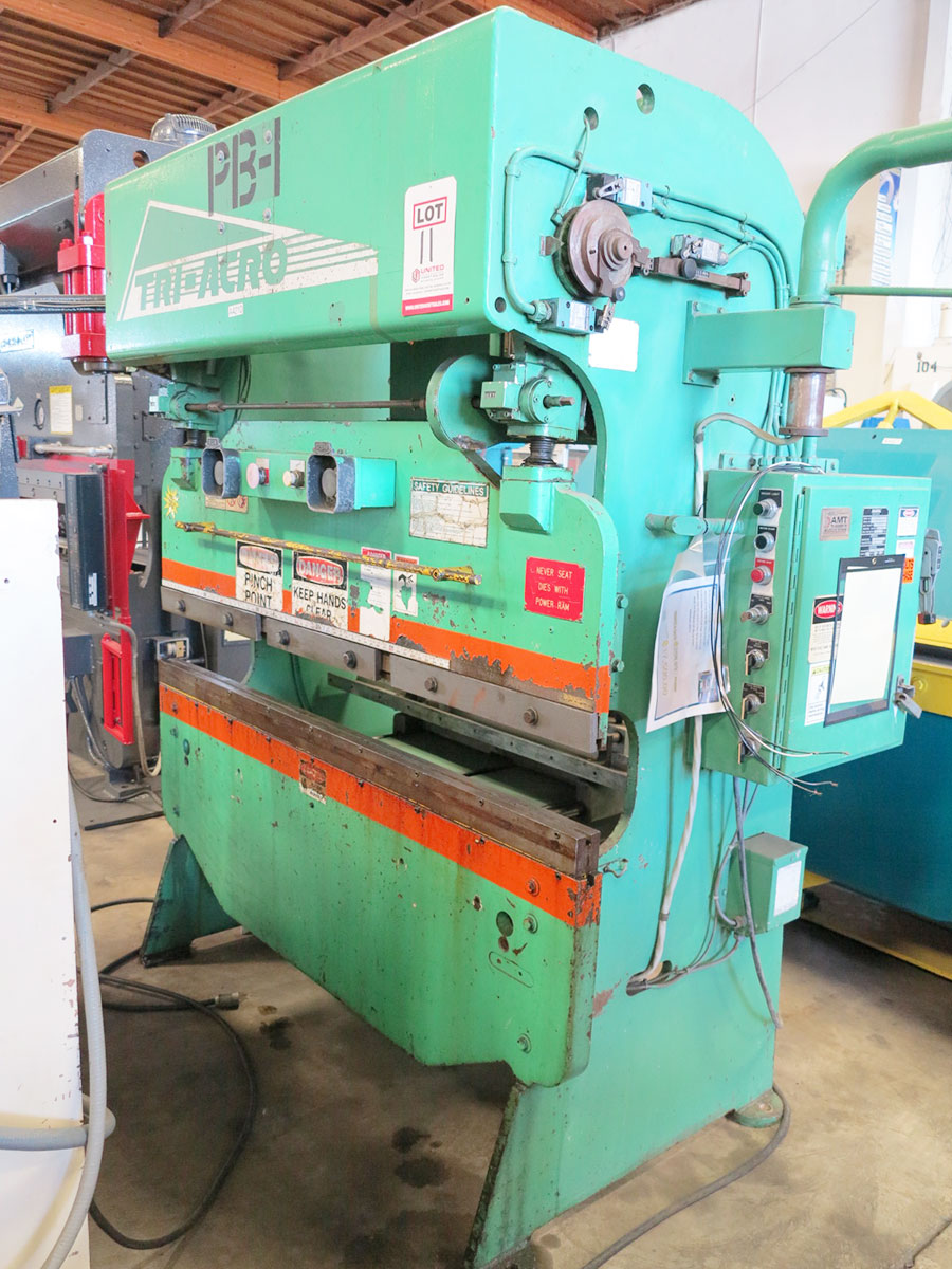 35 TON X 6' TRI-ACRO (BY PACIFIC) CNC HYDRA- MECHANICAL PRESS BRAKE, MODEL 35-6, DI-ACRO CNC GAUGING SYSTEM, ELECTRIC FOOT PEDAL, ONE SHOT LUBE SYSTEM, DUAL PALM CONTROL ON RAM, STROKE CONTROL, SINGLE AXIS BACKGAUGE W/ MANUAL HEIGHT ADJUSTMENT (LOCATION: GARVEY AVE., SOUTH EL MONTE, CA) ***RIGGING FEE $100***-11