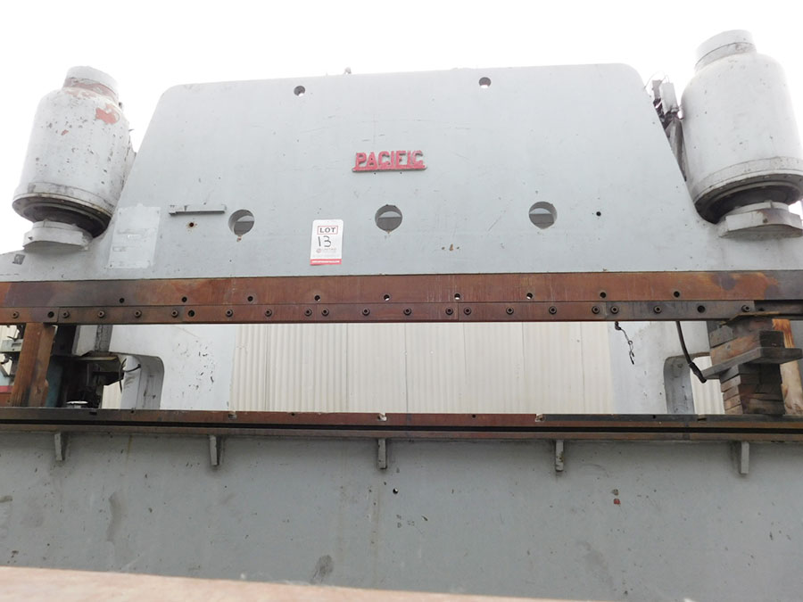150 TON X 14' PACIFIC HEAVY DUTY HYDRAULIC PRESS BRAKE W/ HUGE 38" DEEP THROAT, MODEL K - 150 - 14, MICRO SWITCH STROKE DEPTH CONTROL, NOTE: THIS MACHINE REQUIRES A PIT, ELECTRIC FOOT PEDAL (LOCATION: GARVEY AVE., SOUTH EL MONTE, CA) ***RIGGING FEE $500***-13