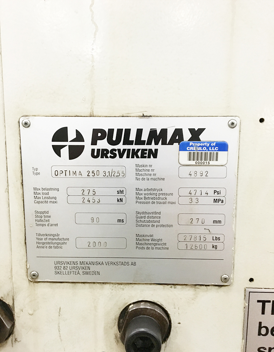 250 TON X 10' PULLMAX OPTIMA CNC HYDRAULIC PRESS BRAKE, MODEL 250.3.1/2.55, CYBELEC MODEVA 10S 6-AXIS CNC CONTROLLER, FOOT PEDAL, LINK LITE BLACK MAX LIGHT CURTAINS, WORK LIGHT, PEDESTAL CONTROL, AUTO BED CROWNING, (LOCATED IN WILSON, NC) ***RIGGING FEE $500***-16