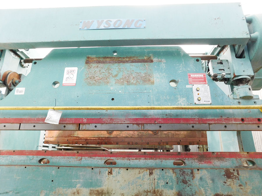 90 TON X 10' WYSONG MECHANICAL PRESS BRAKE, MODEL 90- 8, FOOT TREADLE, ONE SHOT LUBE SYSTEM, POWER RAM ADJUSTMENT W/ INDICATORS, MECHANICAL CLUTCH (LOCATION: GARVEY AVE., SOUTH EL MONTE, CA) ***RIGGING FEE $250***-20