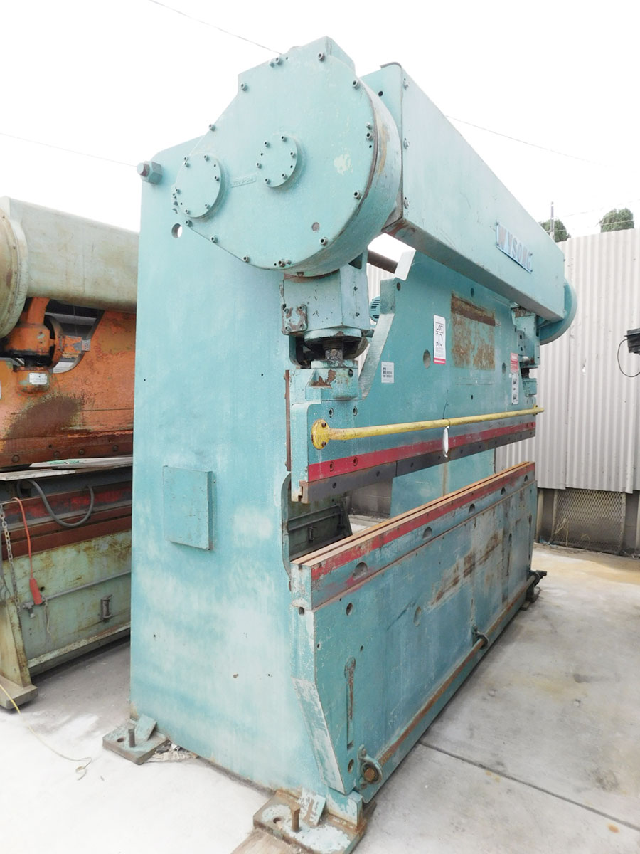 90 TON X 10' WYSONG MECHANICAL PRESS BRAKE, MODEL 90- 8, FOOT TREADLE, ONE SHOT LUBE SYSTEM, POWER RAM ADJUSTMENT W/ INDICATORS, MECHANICAL CLUTCH (LOCATION: GARVEY AVE., SOUTH EL MONTE, CA) ***RIGGING FEE $250***-20
