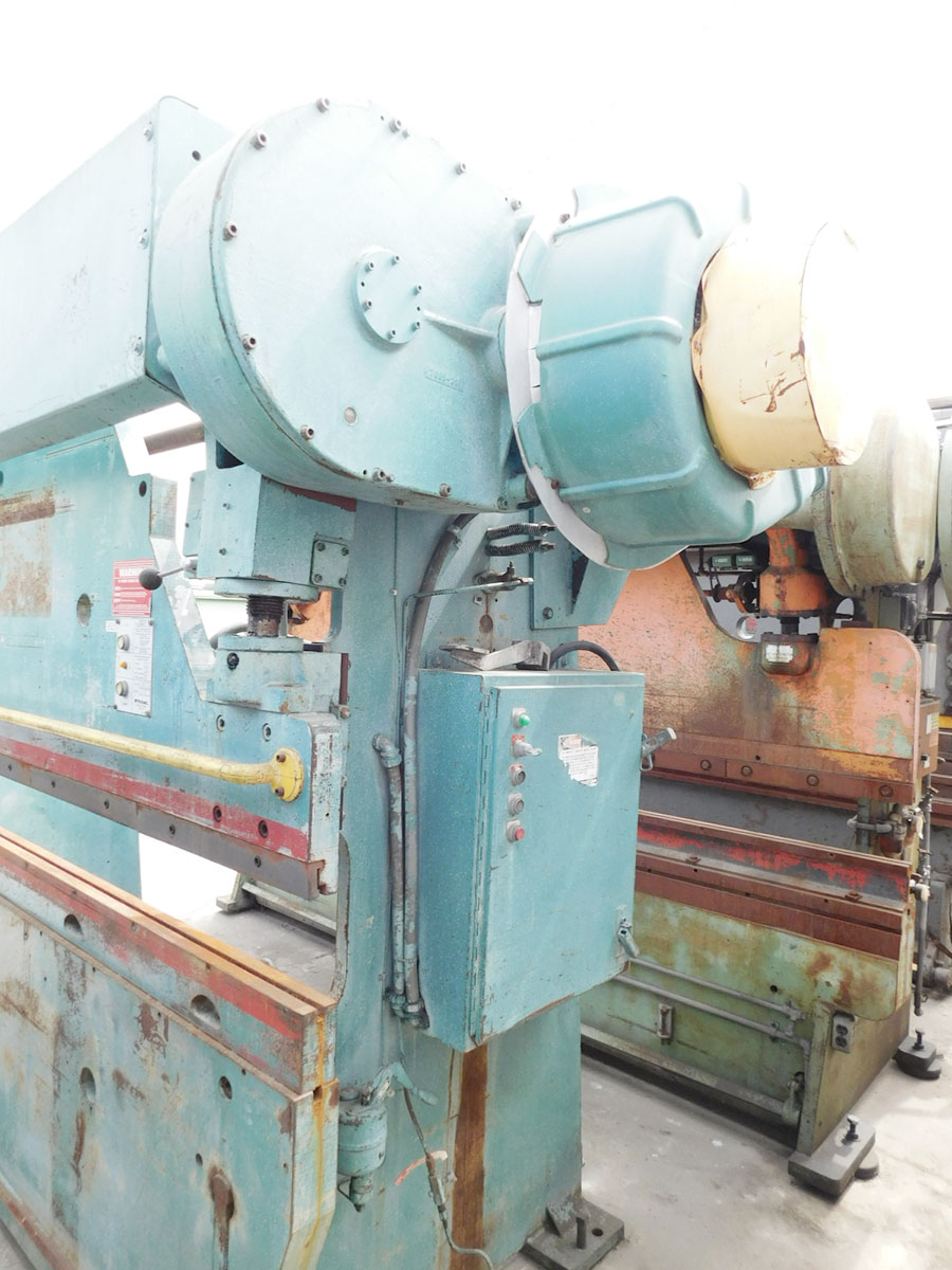 90 TON X 10' WYSONG MECHANICAL PRESS BRAKE, MODEL 90- 8, FOOT TREADLE, ONE SHOT LUBE SYSTEM, POWER RAM ADJUSTMENT W/ INDICATORS, MECHANICAL CLUTCH (LOCATION: GARVEY AVE., SOUTH EL MONTE, CA) ***RIGGING FEE $250***-20