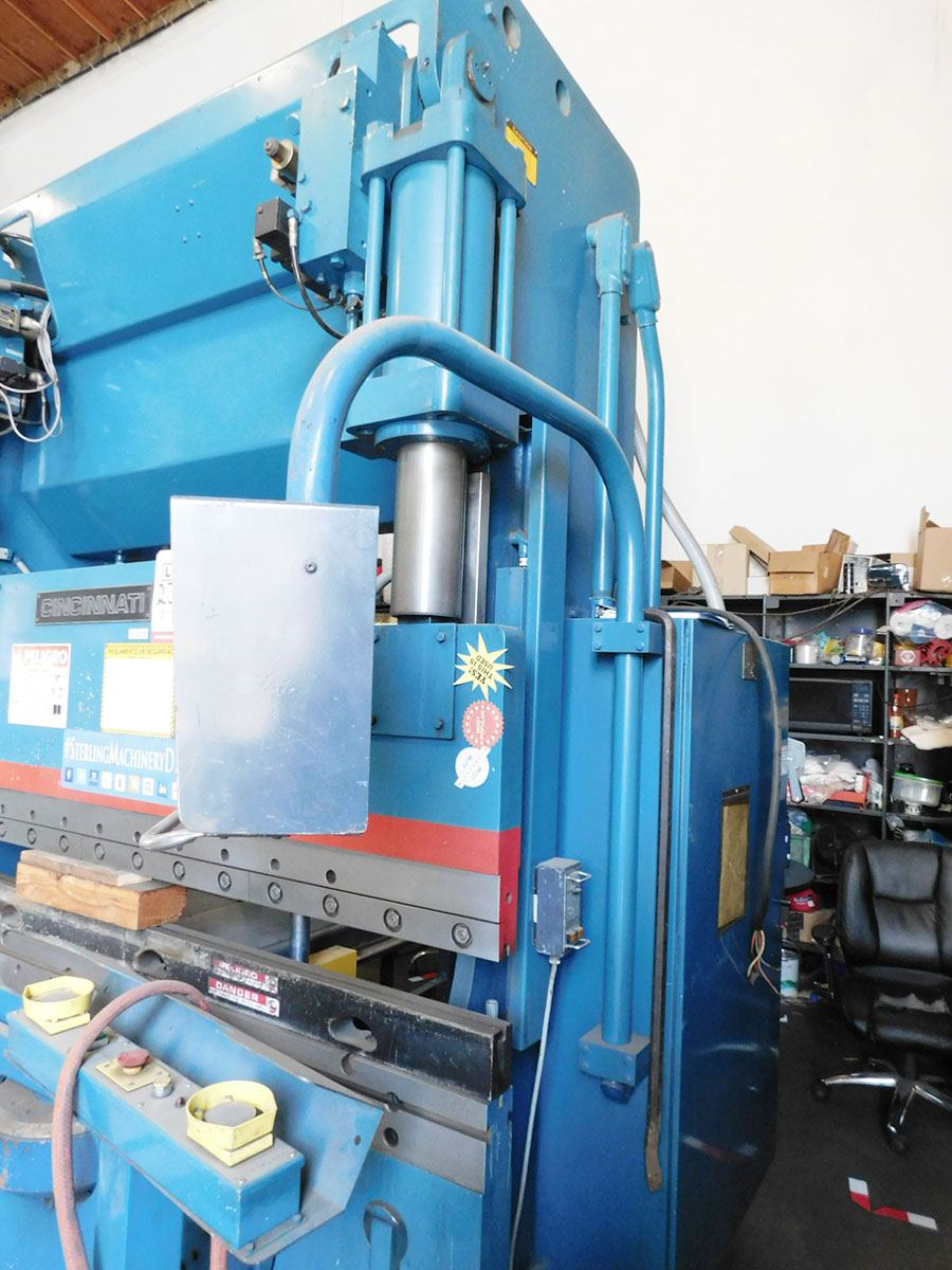90 TON X 8' CINCINNATI FORM MASTER II CNC HYDRAULIC PRESS BRAKE (CONTROLLER IS NOT FUNCTIONAL - NEEDS WORK), MODEL 90FMIIX6, AXIS SELECTION CONTROL, 4-AXIS (2-AXIS RAM Y1, Y2 TO 0.0002" AND 2-AXIS BACKGAGE X-R), CINCINNATI FORM MASTER II, 2 AXIS CNC BACK GAUGE, ELECTRIC FOOT PEDAL, PEDESTAL PALM CONTROL W/ EMERGENCY STOP, AUTO BED CROWNING, PRESENSE SENSING GUARD ON/OFF PUSH BUTTON, EXTENDED STROKE & SHUT HEIGHT, (NEEDS NEW CONTROL) (LOCATION: GARVEY AVE., SOUTH EL MONTE, CA) ***RIGGING FEE $250***-23