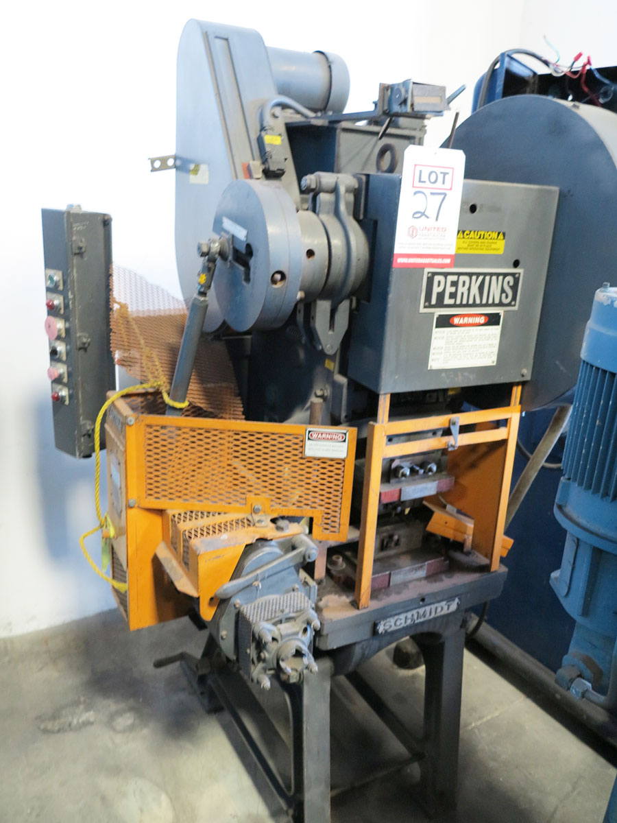 20 TON X 2" PERKINS AIR CLUTCH OBI PRESS, MODEL 351-B, AIR CLUTCH & BRAKE, LITTEL MODEL 50045 DIAL FEEDER, 3, DUAL PALM CONTROL STATION, US MOTORS VARIABLE SPEED DRIVE, FEEDER, YEAR 1985 (LOCATION: GARVEY AVE., SOUTH EL MONTE, CA) ***RIGGING FEE $50***-27