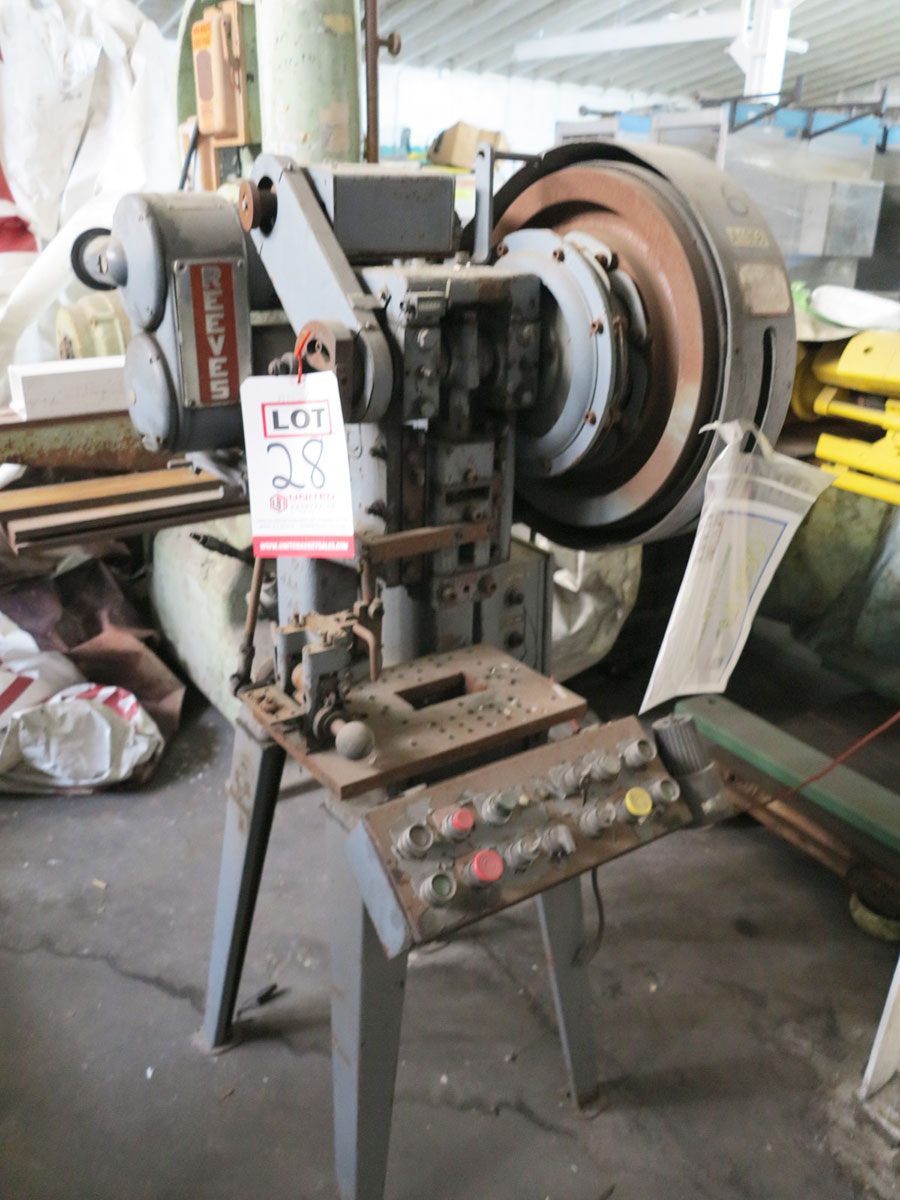 10 TON X 1" PERKINS AIR CLUTCH PUNCH PRESS W/ VARIABLE SPEED DRIVE, MODEL 2A, REEVES VARIABLE SPEED DRIVE, STAND, ELECTRIC FOOT PEDAL, AIR CLUTCH AND BRAKE (LOCATION: GARVEY AVE., SOUTH EL MONTE, CA) ***RIGGING FEE $50***-28