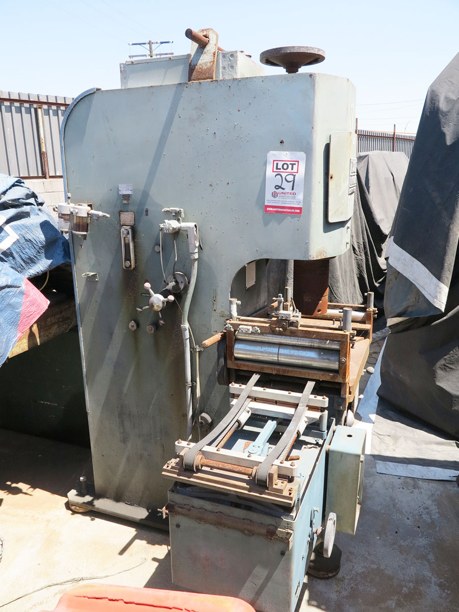 25 TON X 6" DAKE NORTAMATIC HYD PRESS, MODEL 51-150, DAKE 15" X 0.002" - 0.125" FEEDER, 0.010" - 8" INDEX, MANUAL LEVER CONTROL, ADJUSTABLE TOP STOP CONTROL, PRESSURE CONTROL, OIL COOLER (LOCATION: GARVEY AVE., SOUTH EL MONTE, CA) ***RIGGING FEE $50***-29