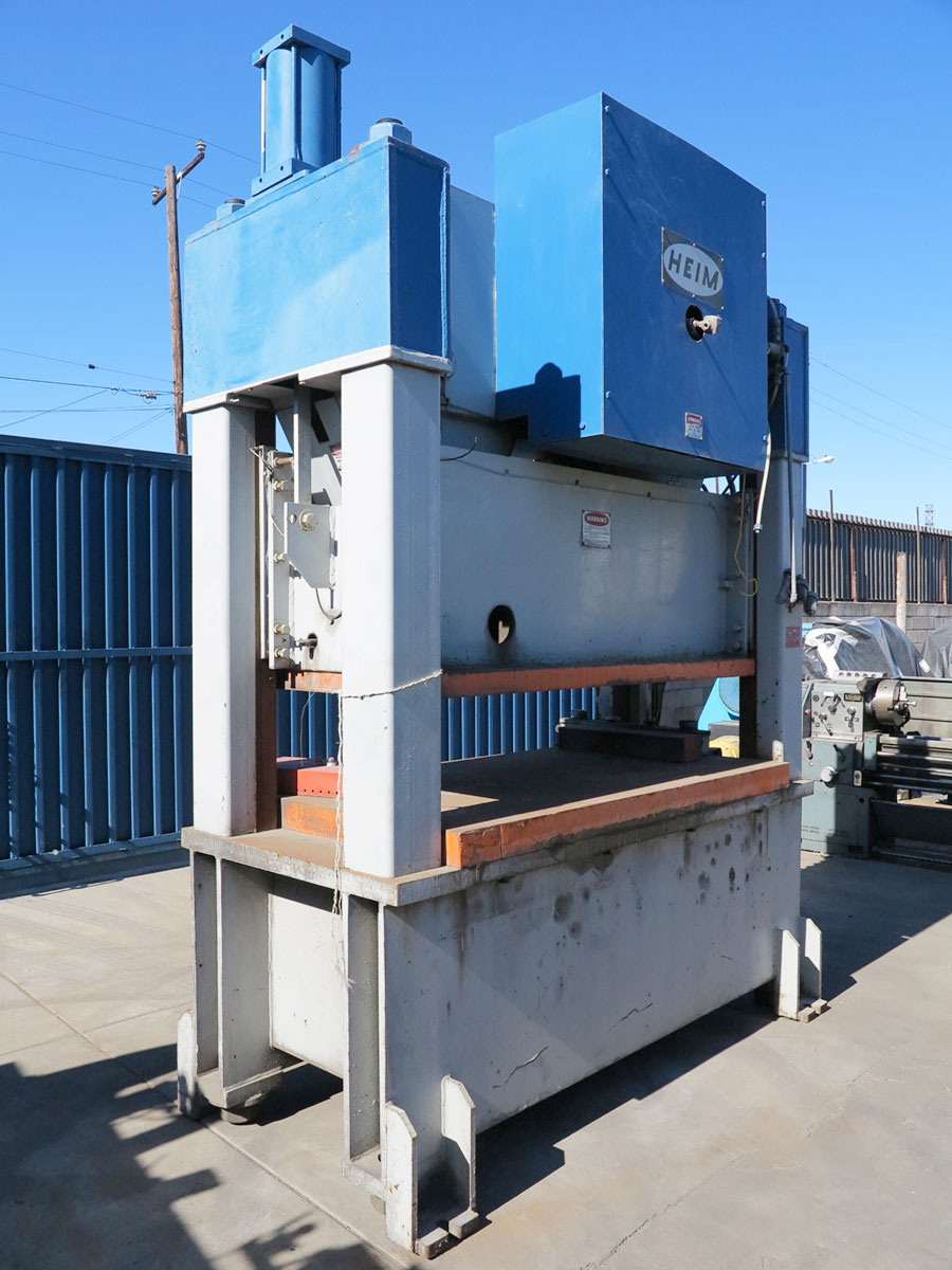 150 TON X 4" HEIM STRAIGHT SIDE DOUBLE CRANK AIR CLUTCH, MODEL S-150, POWER RAM ADJUSTMENT W/ INDICATOR, MAGNETIC STARTER, AUTOMATIC LUBRICATION, OPERATOR STATION W/ PALM BUTTON: INCH, SINGLE, CONTINOUS, START, STOP, AIR CLUTCH & BRAKE, BOLSTER PLATES, (2) AIR COUNTER BALANCES, AIR GAUGES, HOSES AND FILTERS (LOCATION: GARVEY AVE., SOUTH EL MONTE, CA) ***RIGGING FEE $250***-31