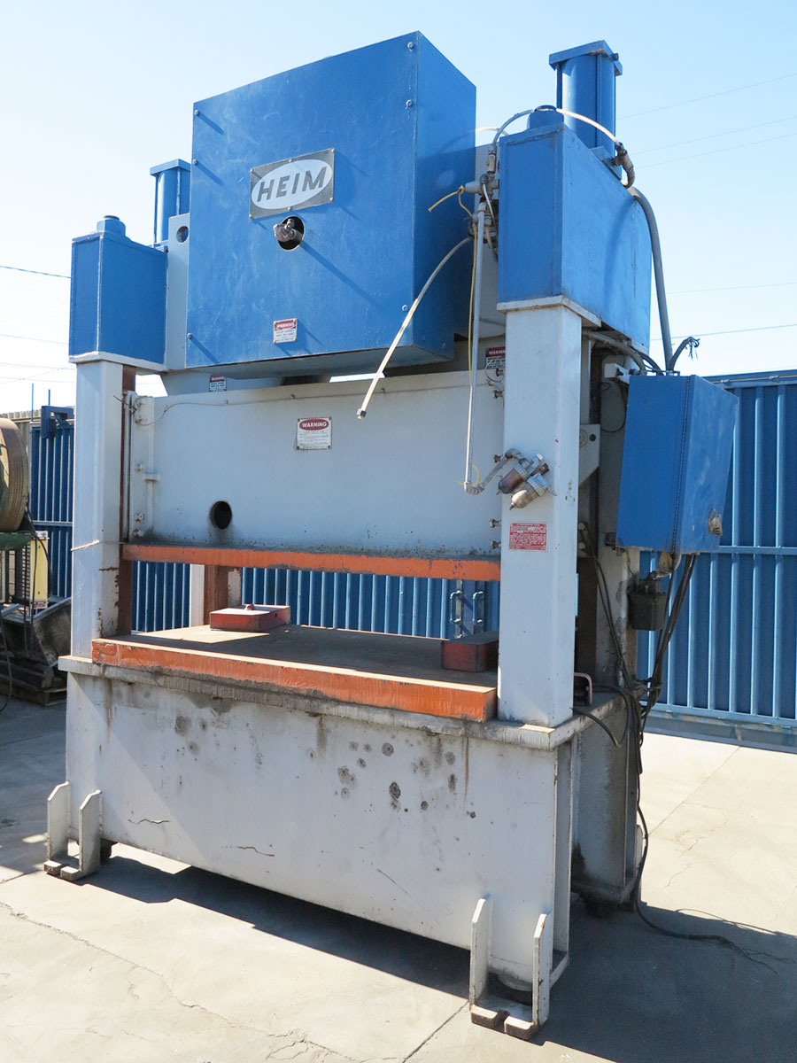 150 TON X 4" HEIM STRAIGHT SIDE DOUBLE CRANK AIR CLUTCH, MODEL S-150, POWER RAM ADJUSTMENT W/ INDICATOR, MAGNETIC STARTER, AUTOMATIC LUBRICATION, OPERATOR STATION W/ PALM BUTTON: INCH, SINGLE, CONTINOUS, START, STOP, AIR CLUTCH & BRAKE, BOLSTER PLATES, (2) AIR COUNTER BALANCES, AIR GAUGES, HOSES AND FILTERS (LOCATION: GARVEY AVE., SOUTH EL MONTE, CA) ***RIGGING FEE $250***-31