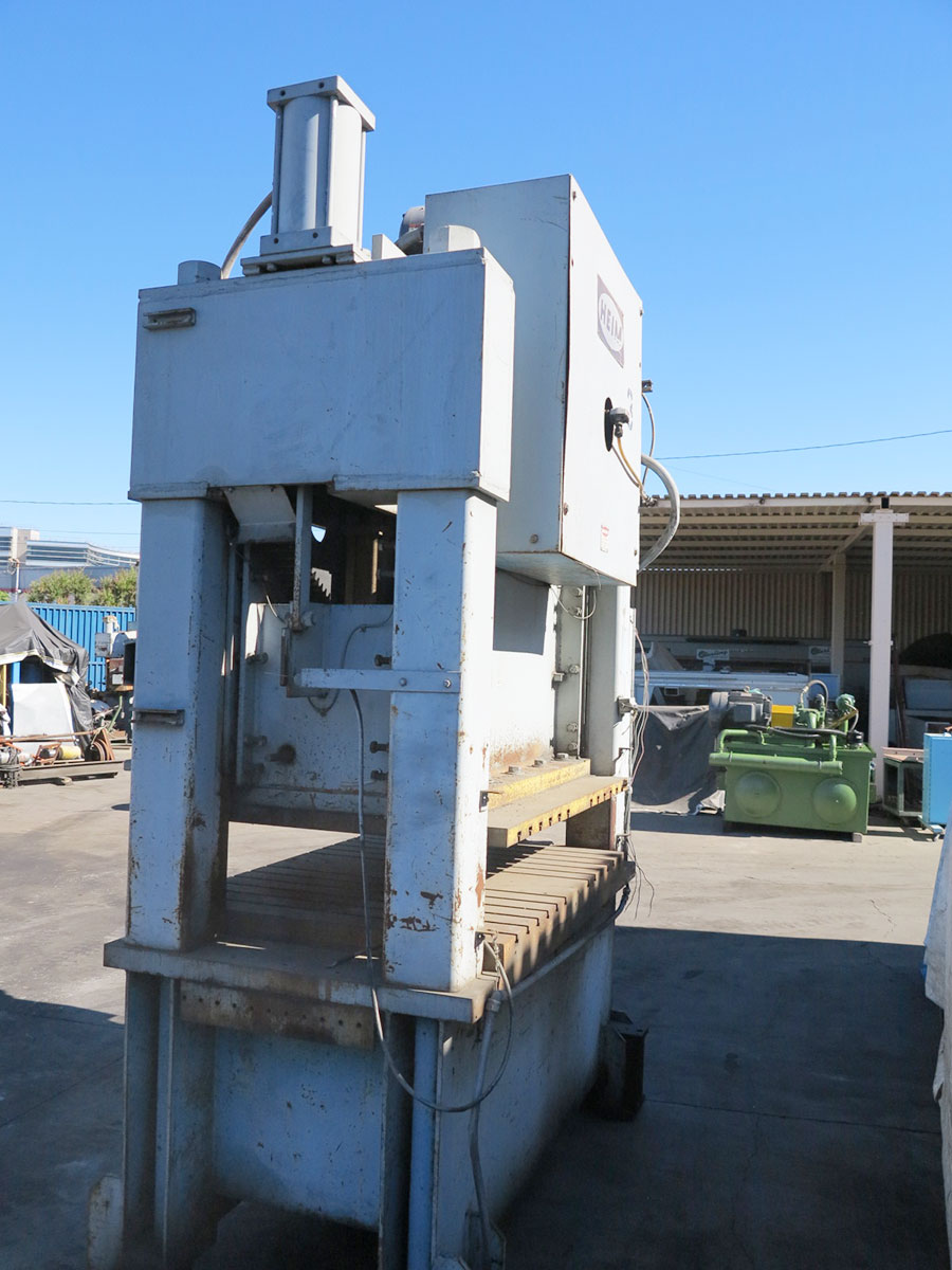 150 TON X 4" HEIM STRAIGHT SIDE PUNCH PRESS, MODEL S150, 42" X 60" T-SLOTTED PLATE, INCH-SINGLE-CONTINOUS SETTING, DUAL PALM STATION, AIR CLUTCH & BRAKE, MOTORIZIED RAM ADJUSTMENT, DUAL COUNTER BALANCE, SURGE TANK, AUTO LUBE, TOP STOP, HORSEPOWER: 15 (LOCATION: GARVEY AVE., SOUTH EL MONTE, CA) ***RIGGING FEE $250***-32