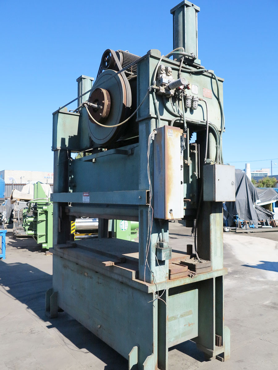 175 TON X 6" HEIM STRAIGHT SIDE PRESS, MODEL 175-42-78, BIJUR AUTOMATIC LUBRICATION SYSTEM, DUAL AIR COUNTER BALANCE, RAM INDICATOR W/ POWER SLIDE ADJUSTMENT, (4) MOUNTING PADS, FRONT OPERATED PALM BUTTON CONTROLS, EMERGENCY & TOP STOP, KEYED LOCK OUT CONTROL MODES, MAIN BREAKER PANEL, AIR FILTERS & REGULATOR (LOCATION: GARVEY AVE., SOUTH EL MONTE, CA) ***RIGGING FEE $250***-33