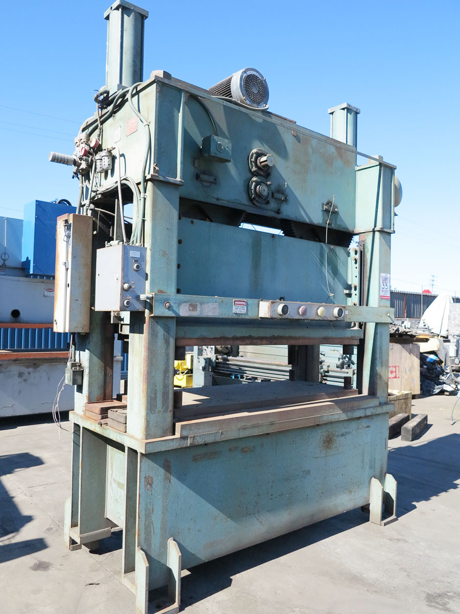 175 TON X 6" HEIM STRAIGHT SIDE PRESS, MODEL 175-42-78, BIJUR AUTOMATIC LUBRICATION SYSTEM, DUAL AIR COUNTER BALANCE, RAM INDICATOR W/ POWER SLIDE ADJUSTMENT, (4) MOUNTING PADS, FRONT OPERATED PALM BUTTON CONTROLS, EMERGENCY & TOP STOP, KEYED LOCK OUT CONTROL MODES, MAIN BREAKER PANEL, AIR FILTERS & REGULATOR (LOCATION: GARVEY AVE., SOUTH EL MONTE, CA) ***RIGGING FEE $250***-33