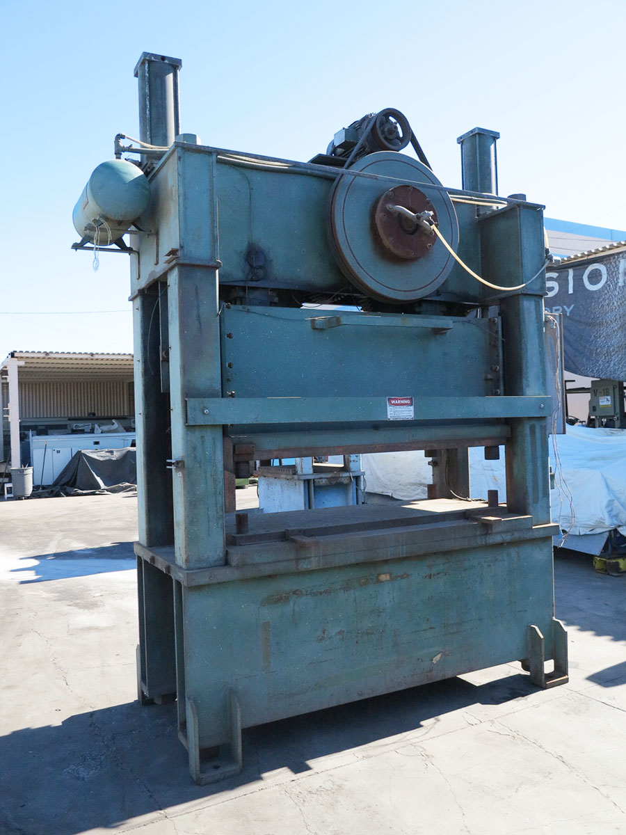 175 TON X 6" HEIM STRAIGHT SIDE PRESS, MODEL 175-42-78, BIJUR AUTOMATIC LUBRICATION SYSTEM, DUAL AIR COUNTER BALANCE, RAM INDICATOR W/ POWER SLIDE ADJUSTMENT, (4) MOUNTING PADS, FRONT OPERATED PALM BUTTON CONTROLS, EMERGENCY & TOP STOP, KEYED LOCK OUT CONTROL MODES, MAIN BREAKER PANEL, AIR FILTERS & REGULATOR (LOCATION: GARVEY AVE., SOUTH EL MONTE, CA) ***RIGGING FEE $250***-33