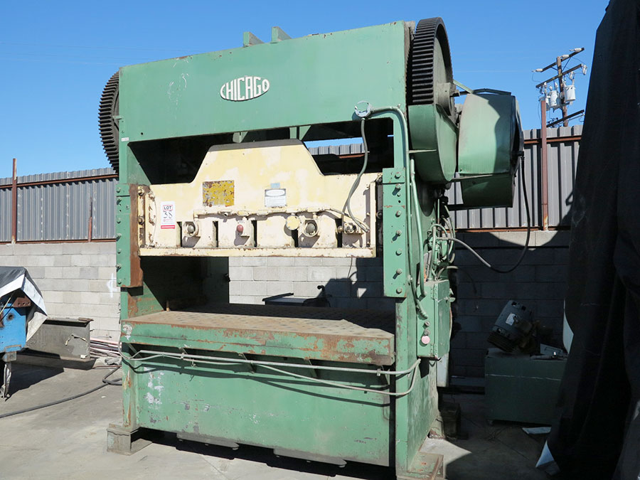 150 TON X 10" CHICAGO STRAIGHT SIDE DOUBLE CRANK PUNCH PRESS, MODEL , AIR CLUTCH & BRAKE, DUAL PALM CONTROL (LOCATION: GARVEY AVE., SOUTH EL MONTE, CA) ***RIGGING FEE $250***-38