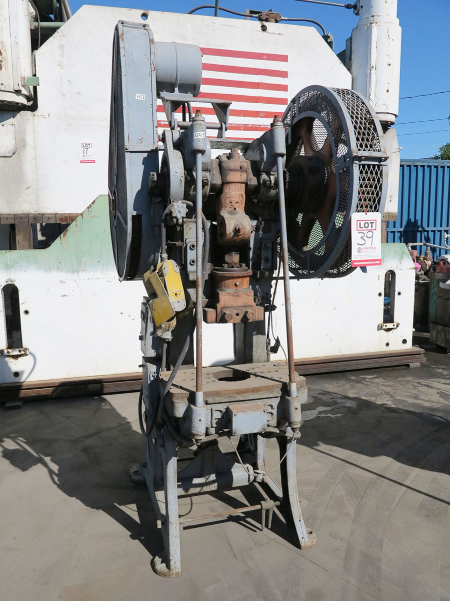 32 TON X 4" BLISS OBI PUNCH PRESS, ROCKFORD SAFETY CONTROLS, FOOT PEDAL, AIR TRIP MECHANICAL CLUTCH (LOCATION: GARVEY AVE., SOUTH EL MONTE, CA) ***RIGGING FEE $25***-39