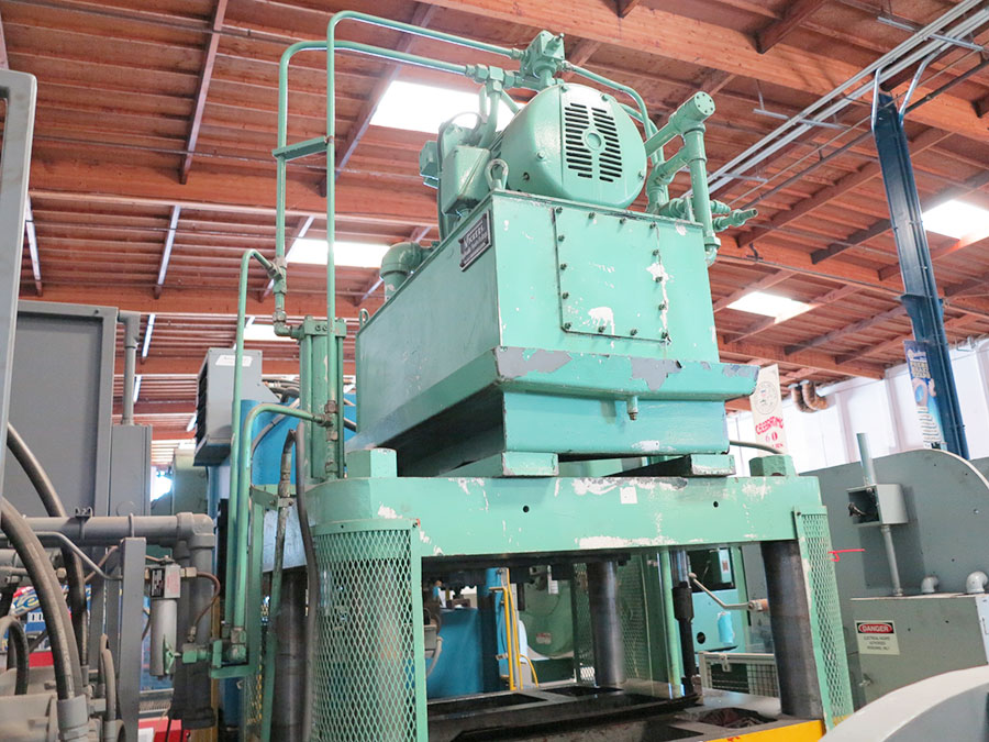 175 TON COLUMBUS INDUSTRIES MODEL TRIMMER 4 POST HYDRAULIC TRIM PRESS, MODEL TRIMMER, 4 WAY CAN TRIMMING ATTACHMENT, DUAL PALM CONTROLS ON FRONT AND REAR OF MACHINE, VICKERS MODEL CHJ0 13031 HYDRAULIC PUMP, NOTE: PUMP DOES NOT HAVE TO SIT ON TOP OF THE MACHINE, IT CAN GO ON THE FLOOR (LOCATION: GARVEY AVE., SOUTH EL MONTE, CA) ***RIGGING FEE $250***-40