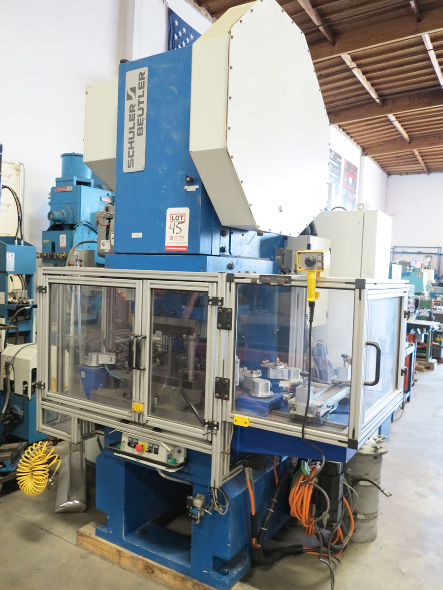 100 TON X 5" SCHULER BEUHLER (EXCELLENT SHAPE) C-FRAME STRAIGHT SIDE STAMPING PRESS "BLISS PRESS PARENT CO.", MODEL C-1000KN, AIR CLUTCH, SCHULER DIGITAL CONTROLLER, MAHA PARTS FEEDER, FAG BOWL FEEDER, SANDER AUTOMATION GMBH, YEAR 2012 (LOCATION: GARVEY AVE., SOUTH EL MONTE, CA) ***RIGGING FEE $500***-45