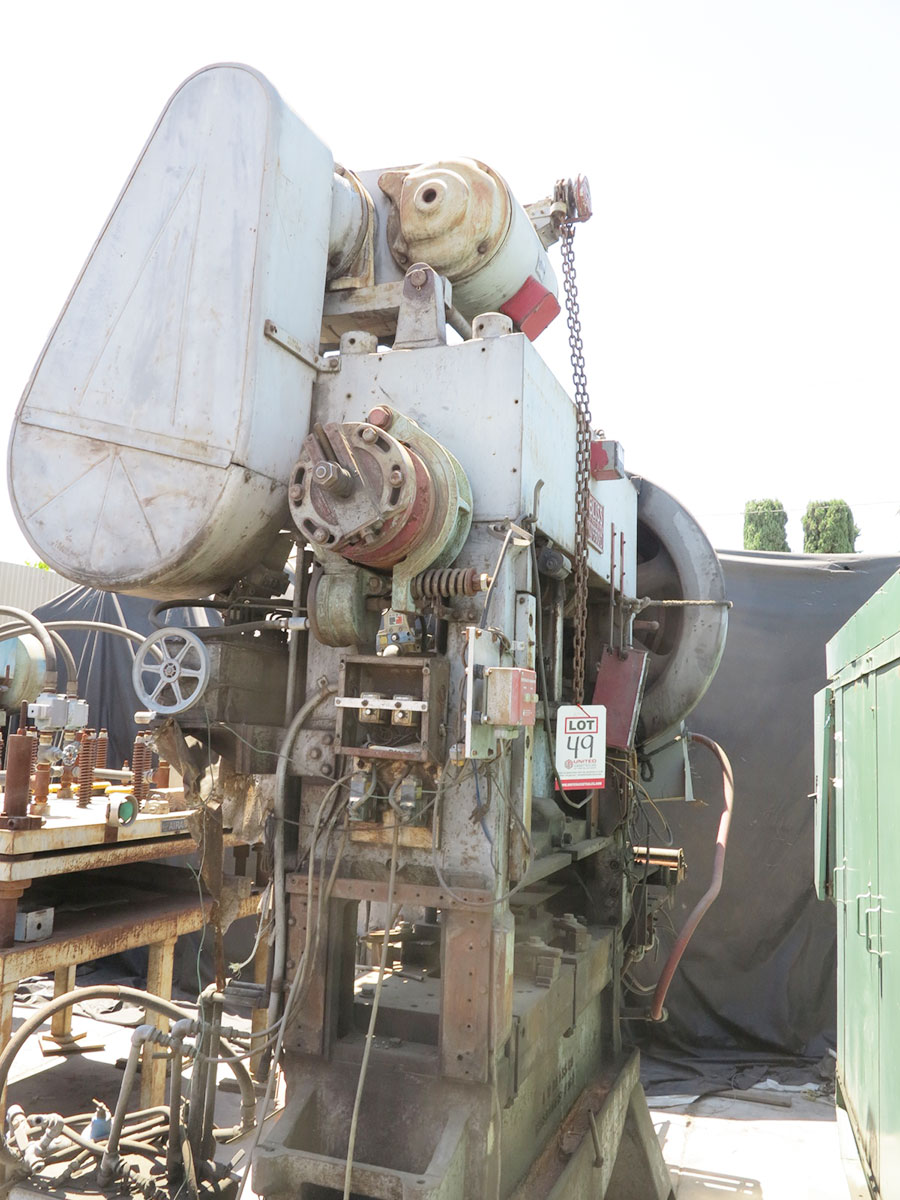 60 TONS X 3" BLISS AIR CLUTCH HIGH PRODUCTION STRAIGHT SIDE DOUBLE CRANK PUNCH PRESS, MODEL 660D HP38525, 47" X 18-1/2" BED, AIR CLUTCH & BRAKE (LOCATION: GARVEY AVE., SOUTH EL MONTE, CA) ***RIGGING FEE $100***-49