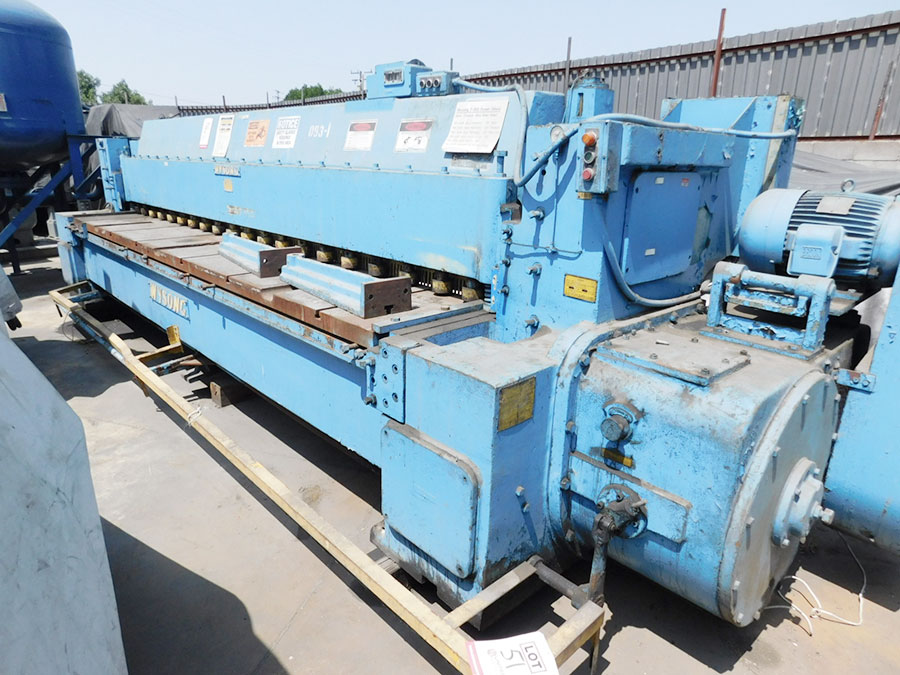 3/16" X 14' WYSONG HEAVY DUTY MECHANICAL SHEAR, MODEL 7-168, (3) FRONT SUPPORTS, FOOT TREADLE, OVER HEAD SHEAR LINE LIGHT, FRONT OPERATED POWER BACK GUAGE (LOCATION: GARVEY AVE., SOUTH EL MONTE, CA) ***RIGGING FEE $250***-51