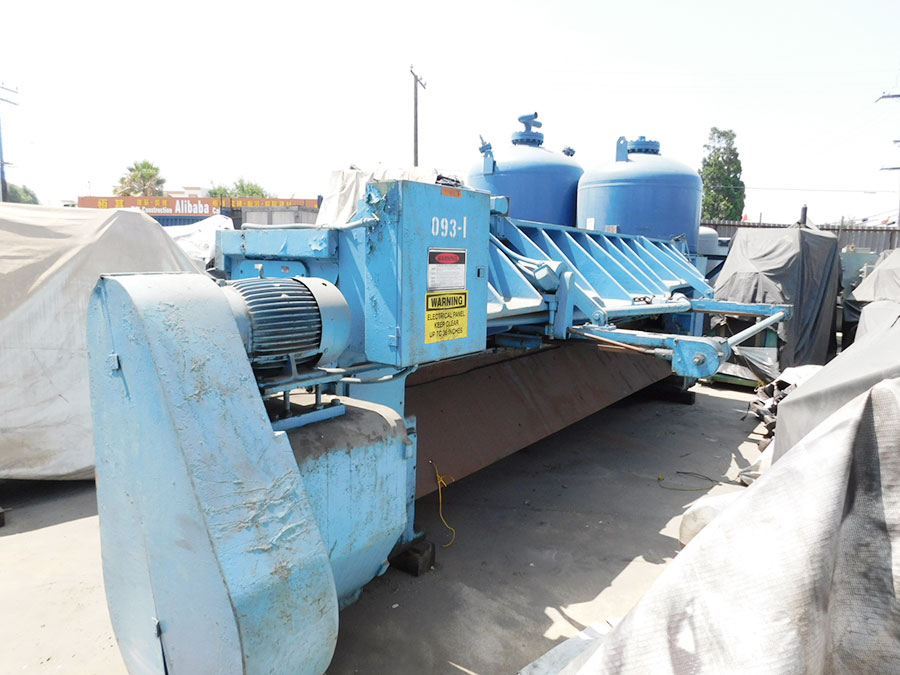 3/16" X 14' WYSONG HEAVY DUTY MECHANICAL SHEAR, MODEL 7-168, (3) FRONT SUPPORTS, FOOT TREADLE, OVER HEAD SHEAR LINE LIGHT, FRONT OPERATED POWER BACK GUAGE (LOCATION: GARVEY AVE., SOUTH EL MONTE, CA) ***RIGGING FEE $250***-51