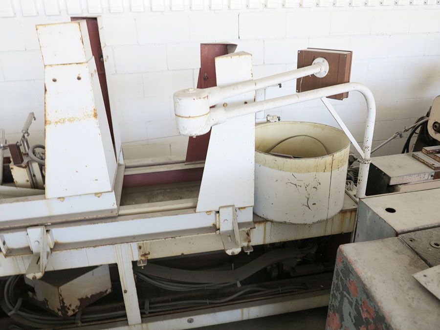 16" X 8' CAIN PLATE SAW, MODEL 45 9-8-HLS, FULL LENGTH PNEUMATIC HOLD DOWN BEAM, (2) 24" X 48" TABLE W/AIR OPERATED POP UP STOPS, ADJUSTABLE TRAVEL 36", (2) 24" X 48" SUPPORT TABLES, 5 HP DUST COLLECTOR AND PENDANT CONTROL, HORSEPOWER: 10 (LOCATION: RUSH ST., SOUTH EL MONTE, CA) ***RIGGING FEE $25***-58