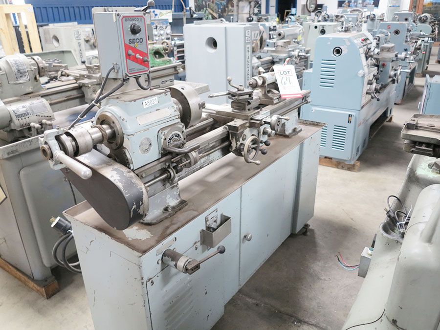 11" X 25" ROCKWELL VARIABLE SPEED GEARED HEAD ENGINE LATHE (GREAT FOR HOBBY SHOPS), MODEL 25-100, UPGRADED FEED SYSTEM W/ BRONCO II VARIABLE DRIVE CONTROL, 3-JAW CHUCK, DRILL CHUCK, TOOL POST, COLLET CLOSER (LOCATION: RUSH ST., SOUTH EL MONTE, CA) ***RIGGING FEE $25***-64