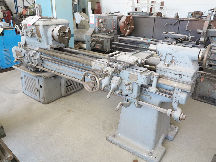 16" X 40" LODGE & SHIPLEY ENGINE LATHE, MODEL 16", 12" 4-JAW CHUCK, 10" 3-JAW CHUCK, TAPER ATTACHMENT, TAILSTOCK, THREAD DIAL, SPINDLE NOSE 1-3/4" (LOCATION: RUSH ST., SOUTH EL MONTE, CA) ***RIGGING FEE $25***-66