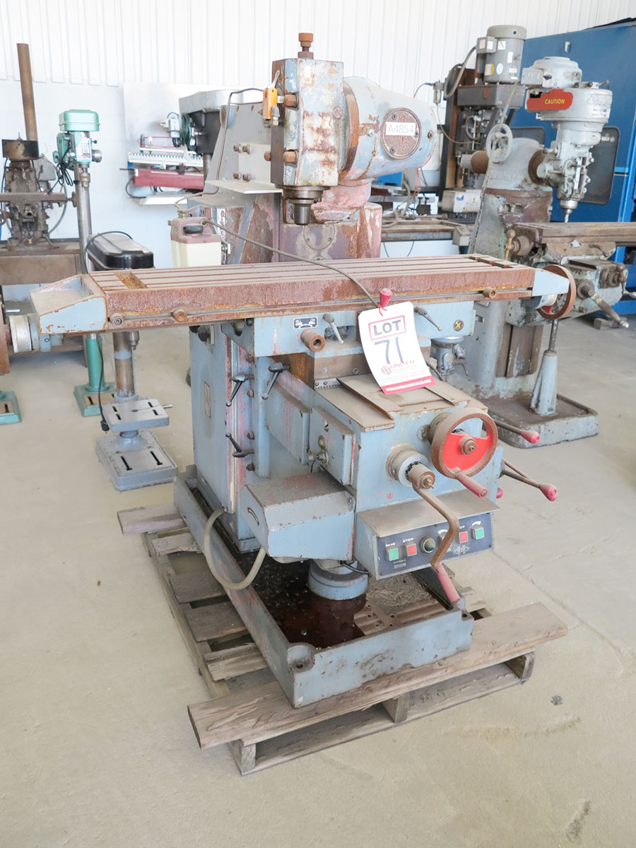 9.5" X 45" HORIZONTAL MILLING MACHINE W/ VERTICAL HEAD ATTACHMENT, VERTICAL HEAD ATTACHMENT, POWER FEED (LOCATION: RUSH ST., SOUTH EL MONTE, CA) ***RIGGING FEE $25***-71