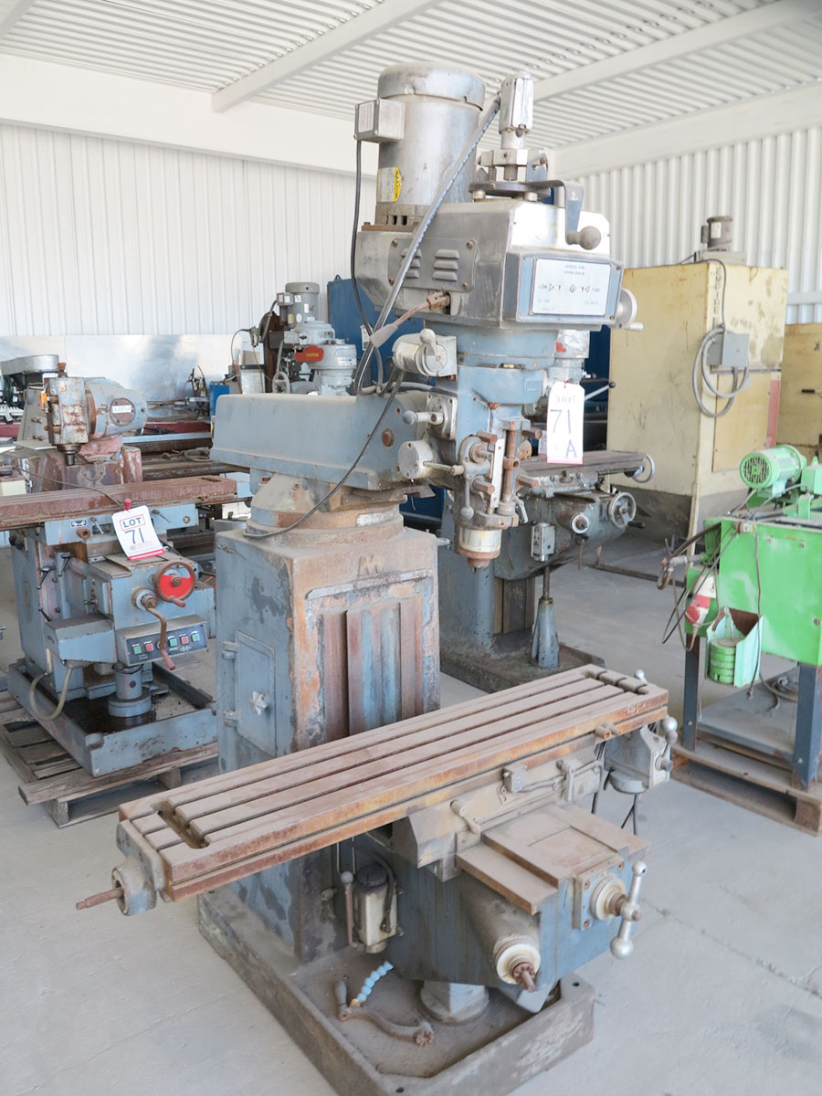 ACRA MILL VERTICAL MILL, 10" X 50" TABLE, POWER FEED, S/N 21923 (LOCATION: RUSH ST., SOUTH EL MONTE, CA) ***RIGGING FEE $25***-71A