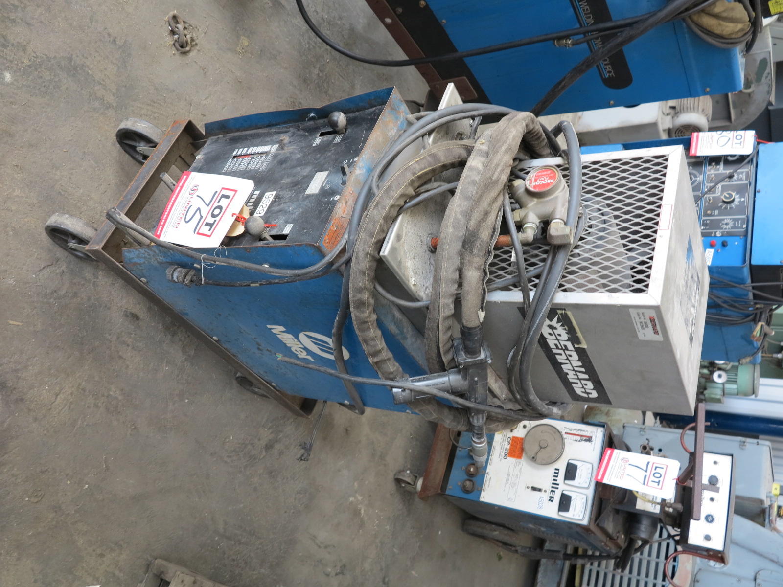 150 AMP MILLER MIG WELDER, MODEL ECONO TWIN, GROUND CABLE, CART W/ CASTERS, WORK CABLE W/CLAMP, POWER CORD (LOCATION: RUSH ST., SOUTH EL MONTE, CA)-75