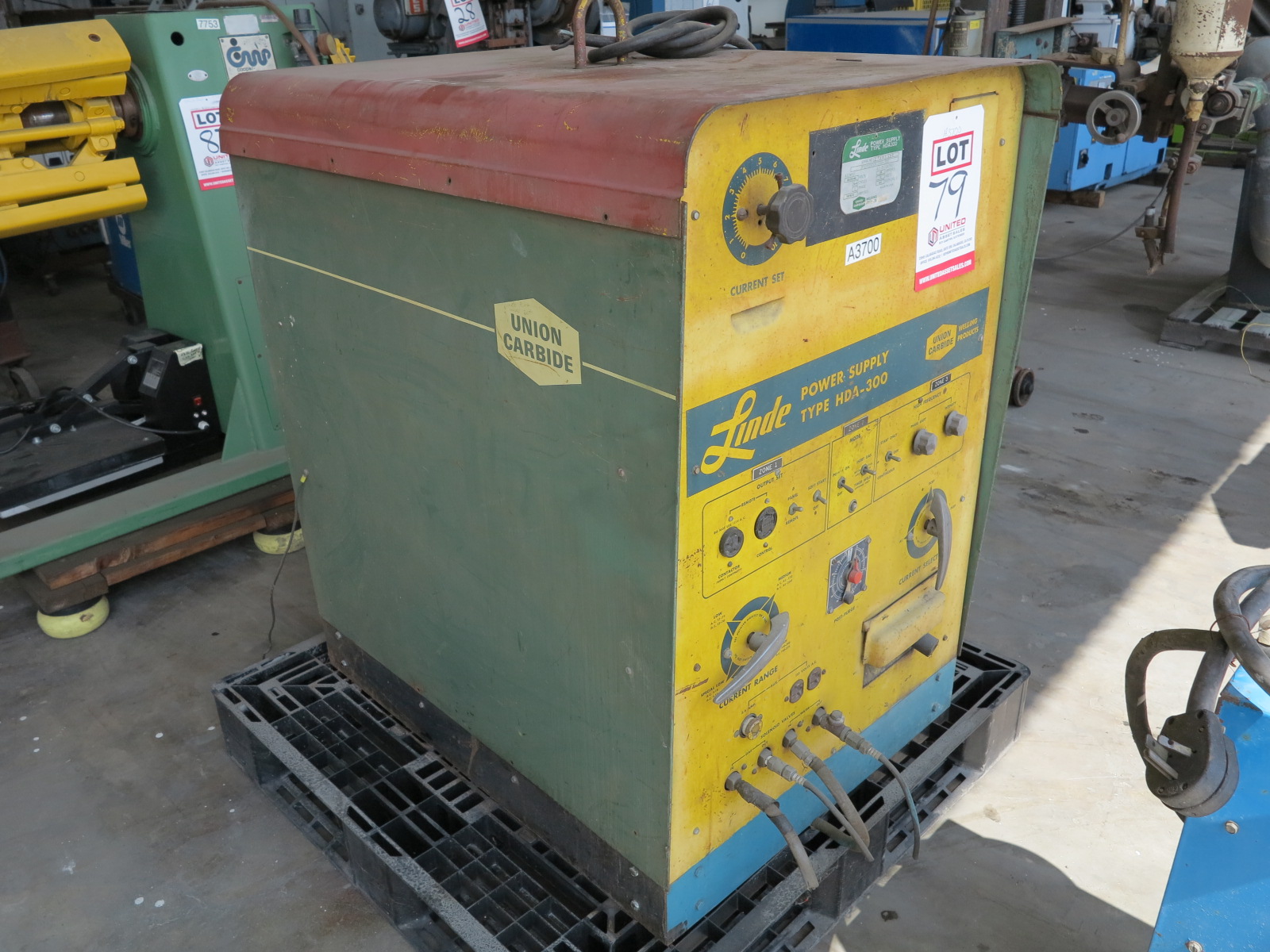 300 AMP LINDE AC/DC TIG WELDER, MODEL HDA 300, TABLE, GUN, GROUND CABLE, WELDING LEADS (LOCATION: RUSH ST., SOUTH EL MONTE, CA)-79